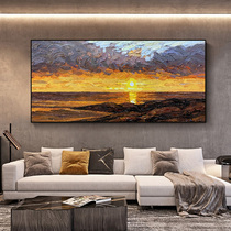 Pure hand-painted oil painting living room horizontal hanging painting sofa background wall decoration painting Sunrise impression mural new Chinese thick oil