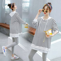 Pregnant women dress autumn clothes early autumn two-piece suit out fashion loose sweater spring and autumn T-shirt