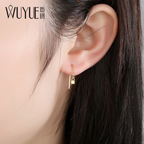 WooYue 925 Pure Silver Geometric Small Ear Line Short gold Gold Pendant Earrings Female minimalist Temperament Ear Pendant with a slim 22