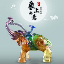 Elephant ornaments rich feng shui glazed crafts auspicious modern wine cabinet partition living room accessories