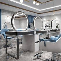  Barber shop mirror table Net red one-piece simple double-sided hair salon special floor-to-ceiling marble single-sided mirror hair mirror table