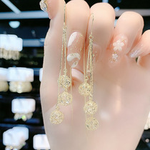 South Koreas Dongdaemun Hollowed-out Ball Flow Suelline Earrings 2021 New Tide gold medulles metal round ball earrings