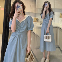 Maternity dress Summer thin short-sleeved maternity belly female long summer skirt European and American style maternity dress summer suit