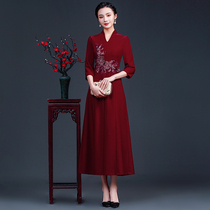 Mothers wedding dress long-sleeved mothers modified cheongsam new dress Mother-in-law wedding dress Mother-in-law elegant