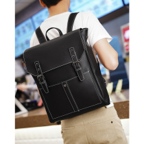 Mens bag mens shoulder bag large capacity backpack Crazy Horse leather trend computer bag College Style New College student bag