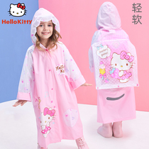 Hello Kitty girl 2021 raincoat for primary school students Kindergarten full body with school bag A child baby children raincoat
