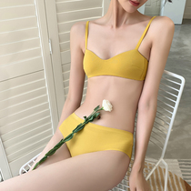 No steel rims underwear bra bra girl student small chest flat chest micro gathering summer thin cotton wrap chest half Cup