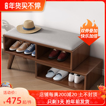 Solid wood shoe replacement stool shoe cabinet home door shoe rack home shoe sitting stool storage double storage stool retractable