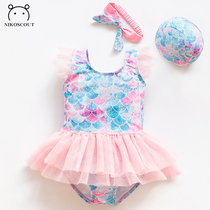 Swimsuit womens 2021 new girl baby mermaid swimsuit baby 2 years old 1 skirt princess fashion swimsuit