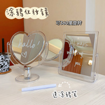 ins wind simple makeup mirror desktop can stand double-sided small mirror Household small student dormitory desktop dressing mirror