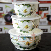 Korean food grade ceramic rice bowl round bone porcelain fresh bowl with lid bone porcelain fresh Bowl microwave oven lunch box fresh box silicone seal
