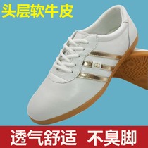 Taiji shoes female mens bull tendon leather Tai Chi practice shoes spring and summer soft cowhide martial arts shoes training sneakers