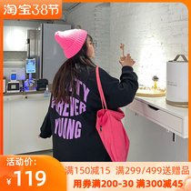 YUZI fish family 2022 new big code round collar ladies necropolis with fat MM autumn and winter letters printed long sleeve blouses