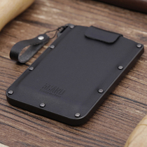 5CARD pull-out portable leather small wallet mens ultra-thin short metal credit card bag creative card set