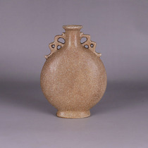 Qing Gao Kiln opened double-eared flat vase antique antique antique porcelain folk collection home furnishings