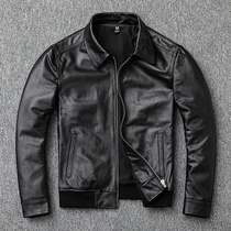 Affordable leather mens leather first layer cowhide pure leather jacket slim business casual jacket Plus size simple single coat