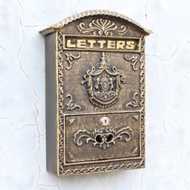 European retro creative home decoration iron bronze mailbox wall-mounted noble logo letter box mailbox