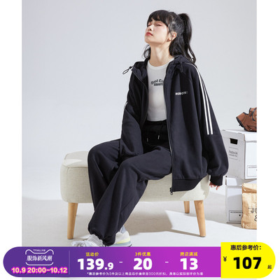 taobao agent Demi-season warm sports suit, jacket with hood, set, 2023