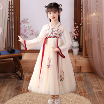  Girls  autumn costume dresses Childrens Hanfu skirts thin autumn big child princess skirts Womens chiffon long-sleeved autumn