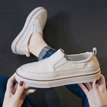 Hong Kong leather White shoes womens 2021 autumn Korean shoes Childrens thick soles inside the new wild casual board shoes