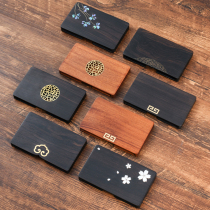 Classical Chinese style mahogany high-end business card holder exquisite creative Ebony wooden copper inlaid business card box to send men and women enterprise souvenir business gifts custom logo lettering