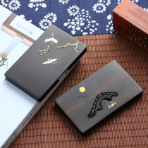 Retro classic Chinese style mahogany business card holder exquisite creative ebony wood inlaid copper inlaid business card box high-end send men and women company souvenirs business gifts custom lettering printed logo