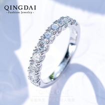 18K platinum genuine diamond ring row Ring 1 karat fully-jewelled natural qun xiang 10 fen 50 small row quit female stack wear