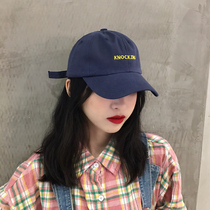 Cai Joan show white navy blue ins Korean hat female face small cap Tide brand niche baseball cap Black