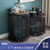 Boasted water tea table small cabinet integrated small tea cabinet solid wood tea storage cabinet rack multi-layer tea table small tea cart