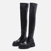ZA knee boots female autumn and winter thick heel stretch boots small man Knight boots high tube thick soles slim long boots