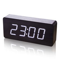 LED large print screen creative alarm clock table silent luminous electronic clock led wood home desk clock