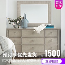 American country vintage solid wood entrance cabinet Nordic wood craft Living room foyer locker Dining side cabinet Bucket cabinet