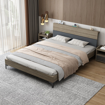Solid wood bed 1 8 m Double beds Modern minimalist master bedroom with rental housing Economy small family Type 1 52m Single beds
