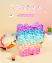 Decompression Toys Mouse Mouse Pioneer KT Cat Bag Finger Silicone press Bubble Bliss Child Girl Slanted Satchel