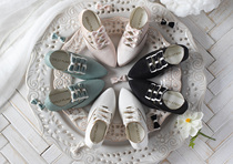 BJD SDGR 16 women 3 points shoes retro low-heel silk baby shoes Rococo butterfly shoes SH11
