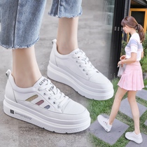 White shoes womens summer 2021 new inner height-increasing wild thick-soled womens shoes board shoes canvas autumn spring and autumn early autumn