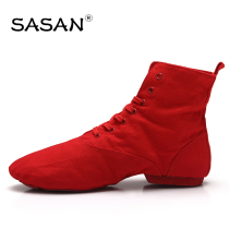 Black high-top canvas jazz dance shoes for men and women soft bottom body sports shoes children Chinese dance Cat Claw dance shoes