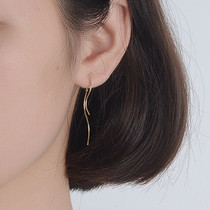 Korean version ear hanging long drop earrings 14k gold wave sterling silver ear line female long tassel temperament Korean hypoallergenic