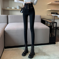 Super high waist jeans Women summer 2021 New slim slim skinny pencil black small foot long pants