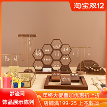 Jewelry display rack European commercial creative walnut earring necklace shelf jewelry storage display rack