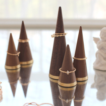 Metal black walnut ring stop jewelry display photo props triangle cone pyramid ring support