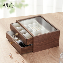 First heart solid wood jewelry box European high-grade multi-layer large capacity necklace earrings earrings stud Wood hand jewelry storage box