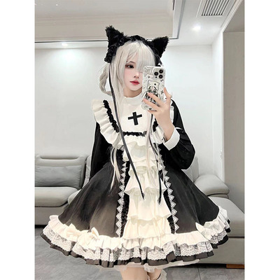 taobao agent Black and white dress, small princess costume, Lolita style