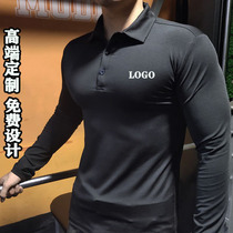 Sports Long Sleeve Turnover Polo Shirt Male Custom Logo Print Character Advertising Speed Dry Tight Body Clothing Fitness Trainer Clothes