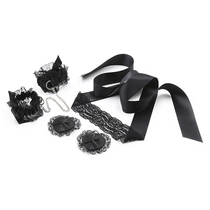 Blindfold bracelet Milk paste three-piece set of sex underwear accessories Lace handcuffs black