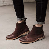 Winter new Martin boots Mens short boots genuine leather Chelsea sculpted mens boots Inrengo 622-1P265