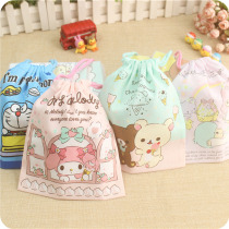Japanese and Korean cartoon image Cork pocket drawstring bag storage bag cosmetics small cloth bag jewelry sundries easy storage bag
