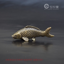 Copper fish small piece solid brass carp carp copper tea bronze fish hand to piece antique copper carving piece copper carving piece
