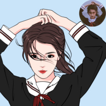 Q version of hand-painted cartoon head portrait real-life photo to couple simple comic set production line generation painting logo design