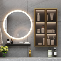  Nordic solid wood modern minimalist smart bathroom mirror cabinet combination bathroom wall-mounted waterproof and anti-fog bathroom mirror